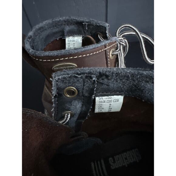 Vintage Skechers Y2K Plateau Mesa Brown Leather Chunky Lace Up Combat Boots Sz 9 - Picture 12 of 12